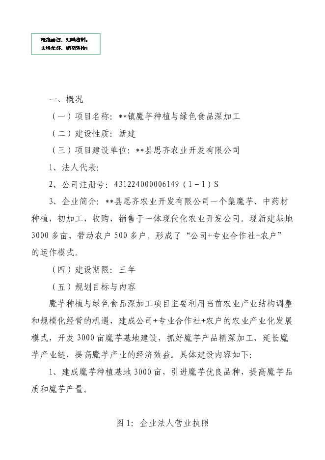 魔芋种植与产品加工项目实施方案报告